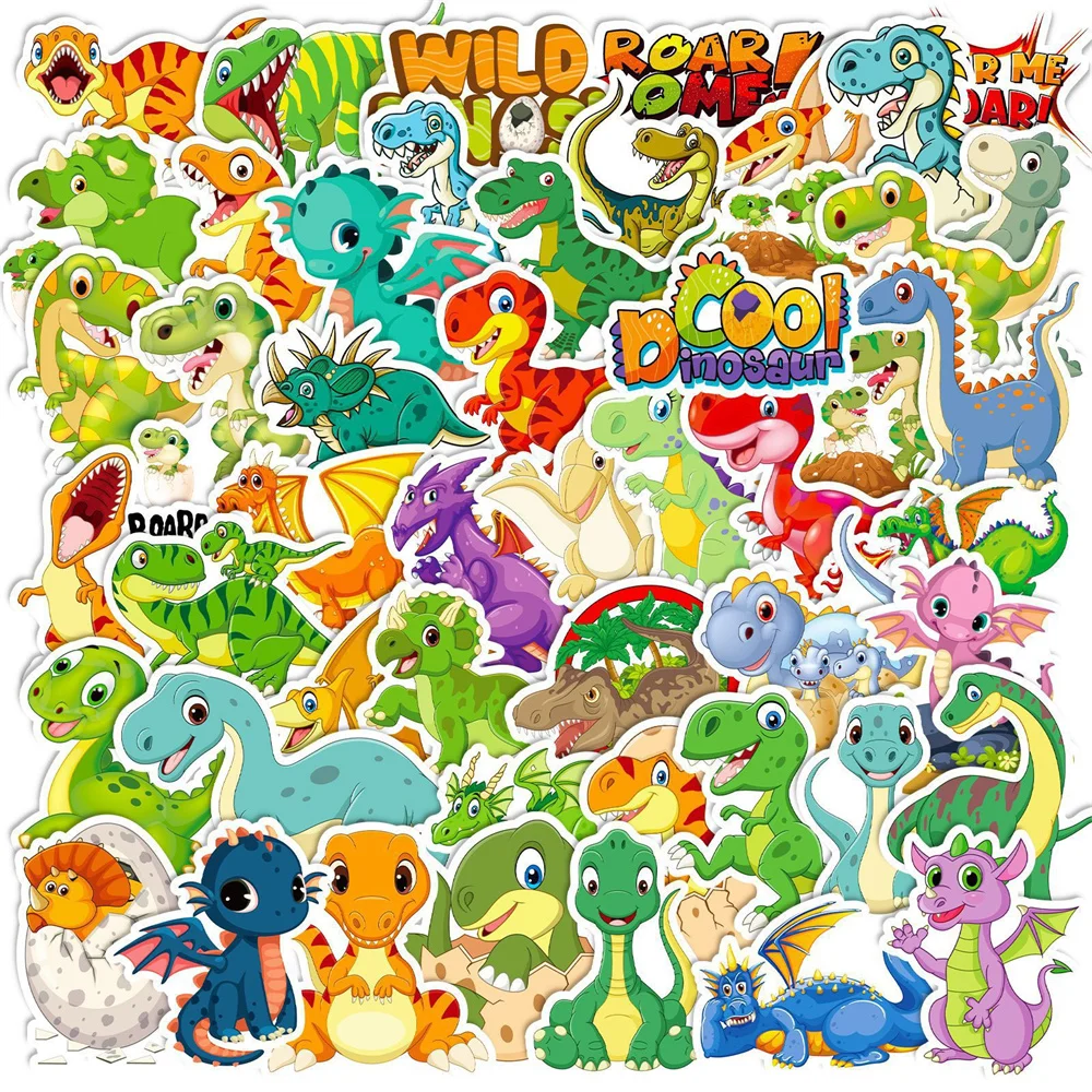 

100 Cartoon Dinosaur Themed New Children's Reward Water Cups Skateboard Waterproof Children's Toys Graffiti Stickers Scrapbook