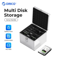 ORICO 5/10/15 Bay 3.5'' Hard Drive Aluminum HDD Protector Box with Locking Protection for 2.5 3.5 M.2 Hard Drive Storage Box