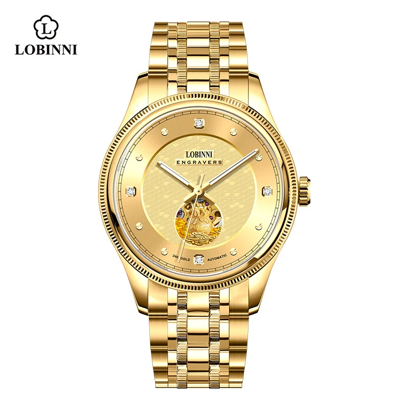 LOBINNI New Arrival High-End Skeleton Automatic Watch Men Stainless Steel Male Wrist Watch For Sales