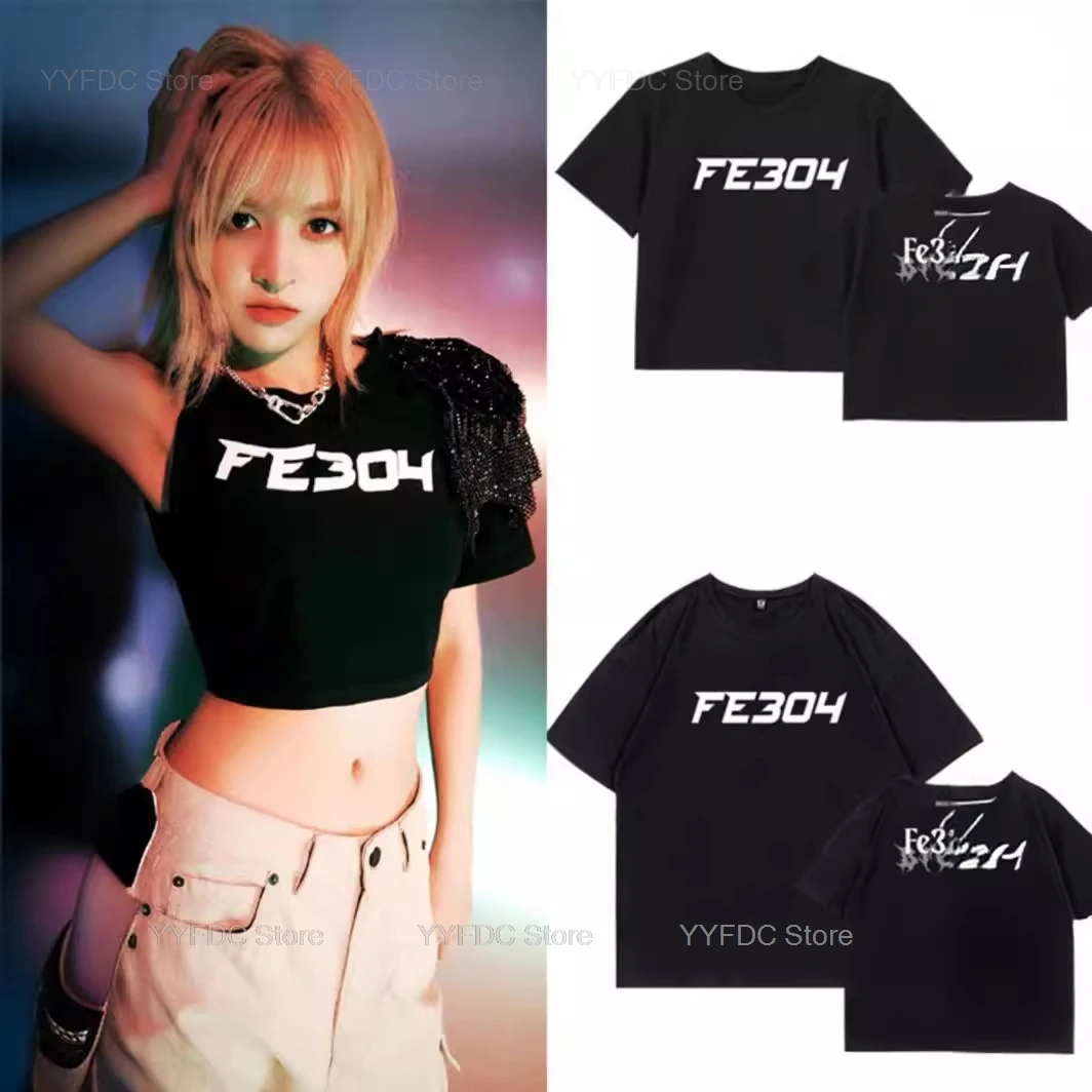 男性と女性のための半袖Kpop Tシャツ,ショートトップ,ルーズフィットクロップトップ,壊れた,高品質,fe3o4,y2k,綿100%