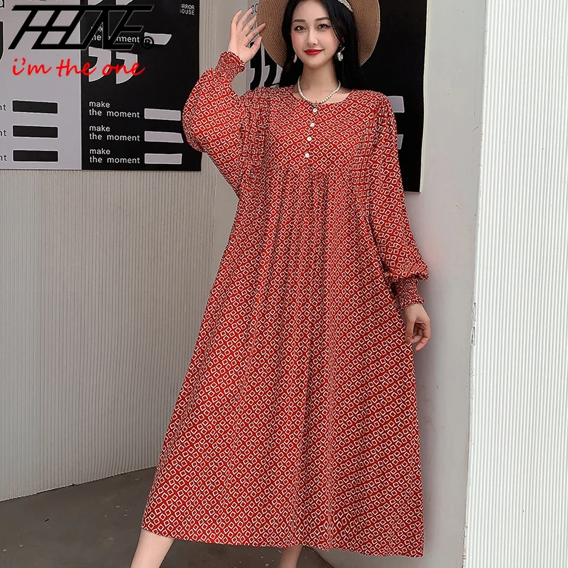 Plus Size Dress Women Clothing Summer Bohemian Oversized Beach Korean Style Floral Vintage Vestidos Robe Loose Long Maxi Dresses