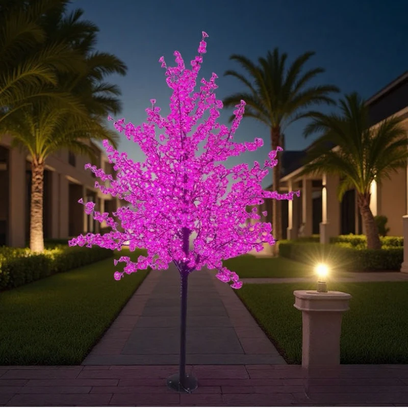 Creative Biomimetic Cherry Blossom Tree Floor Lamps Colorful LED Lights Fixture Garden Waterproof Landscape Simulation Luminous