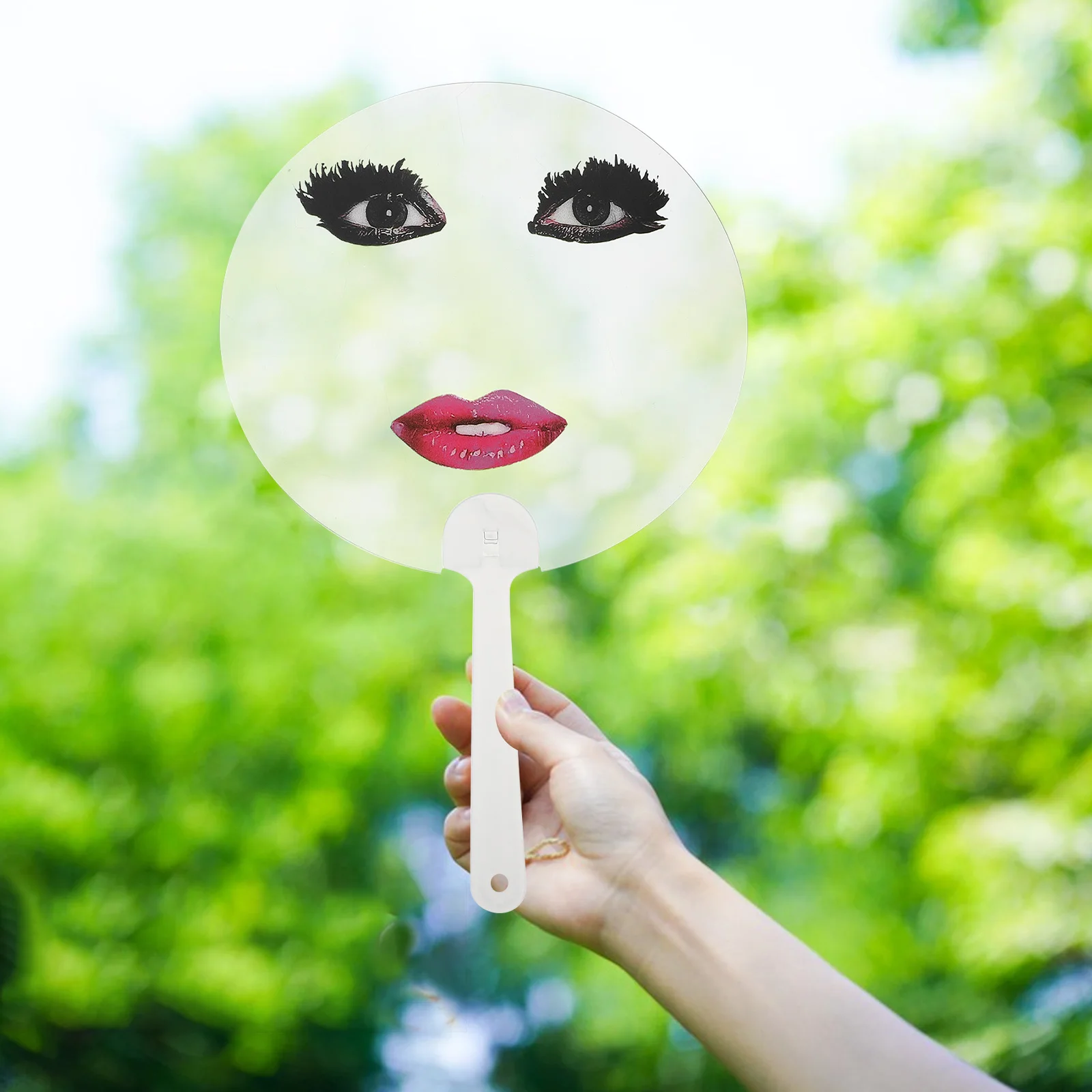 

10 Pcs Red-lipped Fan Chinese Style Clear Blank Fans Hand Held Handheld Decorative Plastic