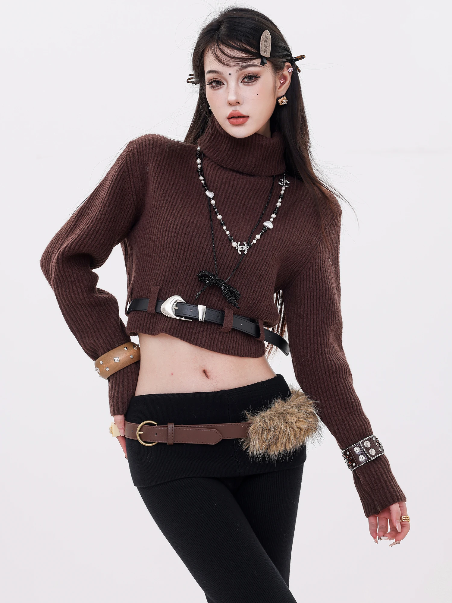 

Оригинальный вязаный свитер ABWLR для женщин: теплый, облегающий, повседневный, мягкий и уютный топ-оверсайз