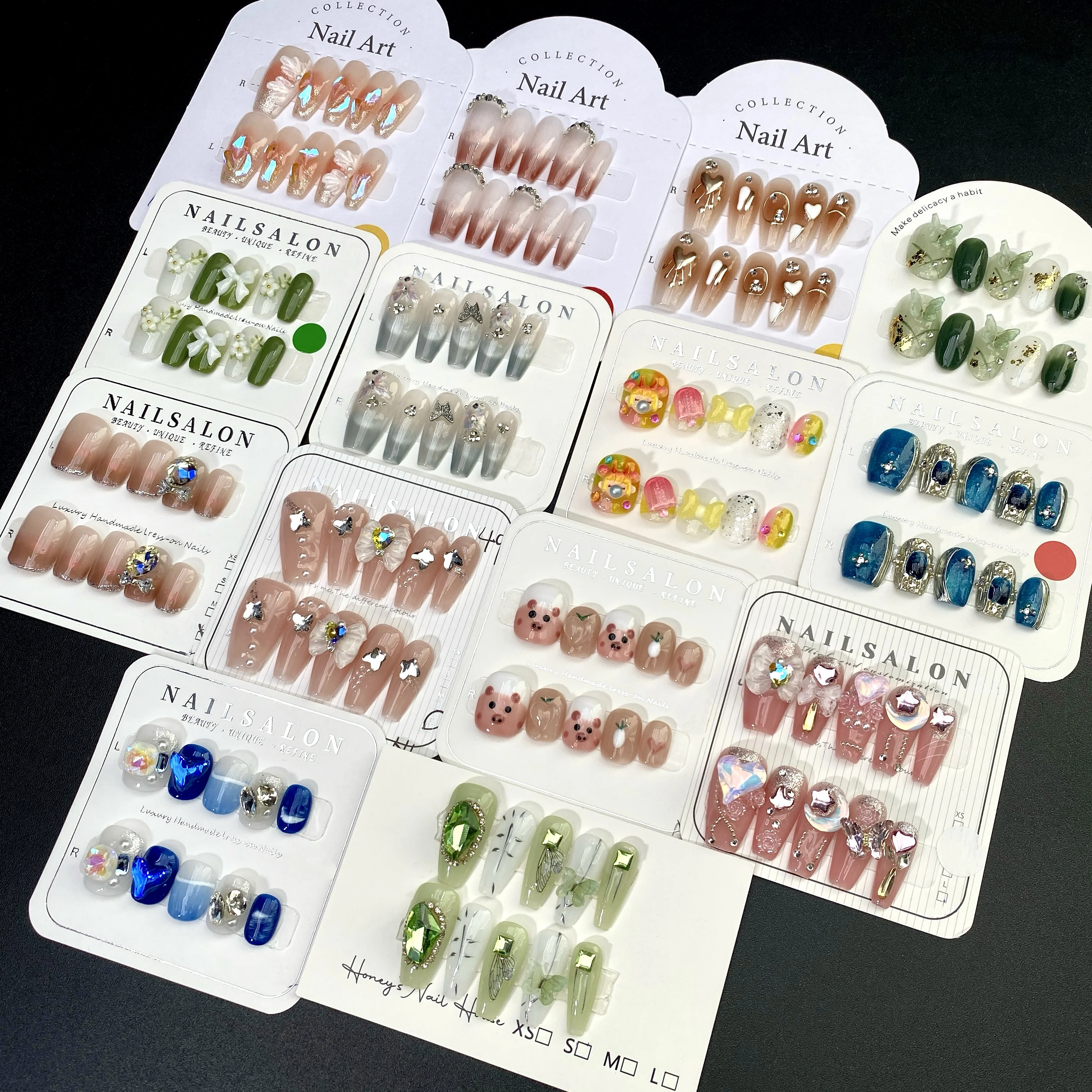 Mystery Box 3PCS/5PCS/10PCS Luxury Handmade Random Mixed Nails Blind Box Design with 3-PIECE Tool Adhesive Nail Glue Tabs