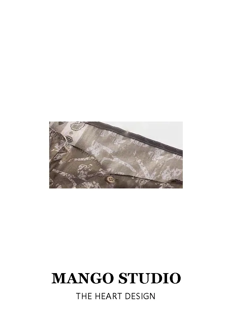 Retro Coffee Print Light Weight High Waist f Skirt for Women Summer Ethnic Wave Mexican Loose Fit A-Line Midi Skirt