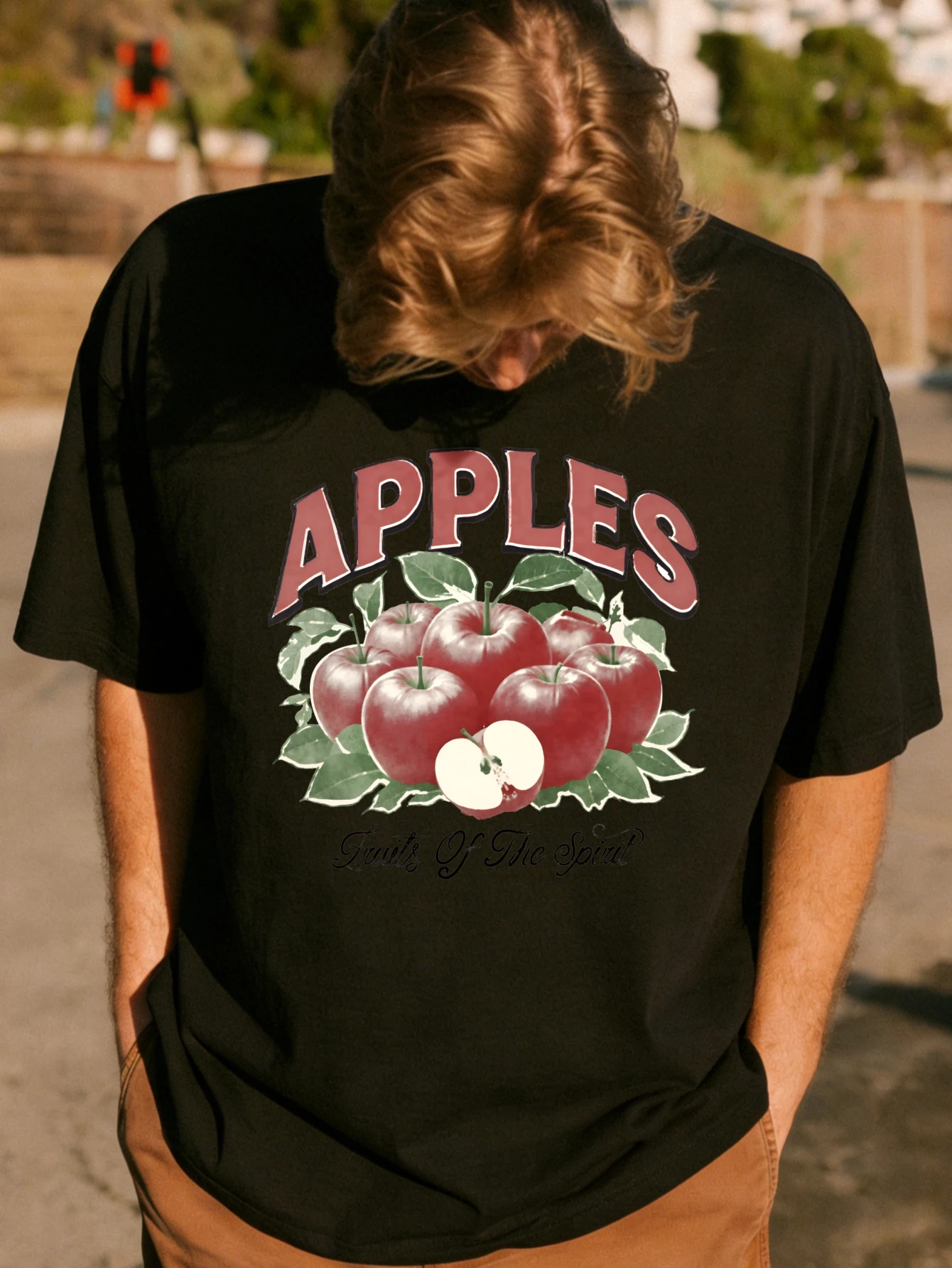 

Мужская футболка оверсайз Y2K из хлопка с принтом яблок, с коротким рукавом, летняя, повседневная, подарок для него