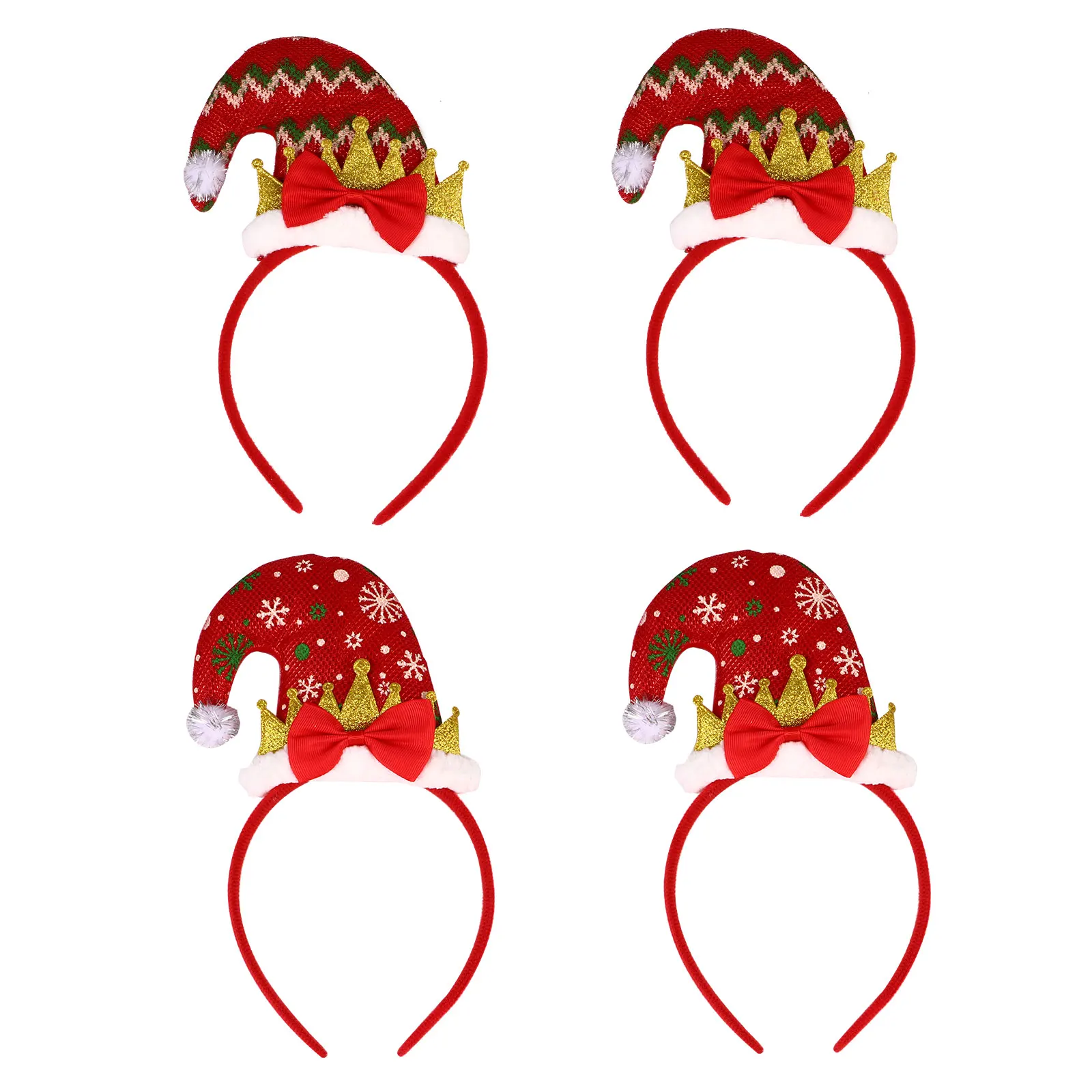 

4Pcs Christmas Hat Hair Hoop Headbands for Kids Girls Toddler Child Adult Durable Safe Comfortable Party Gathering Gifts