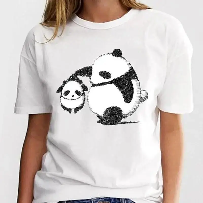 Nowa Panda piękna urocza koszulka odzież kreskówka wydruk graficzny z krótkim rękawem moda na co dzień Plus rozmiar T Shirt kobiet