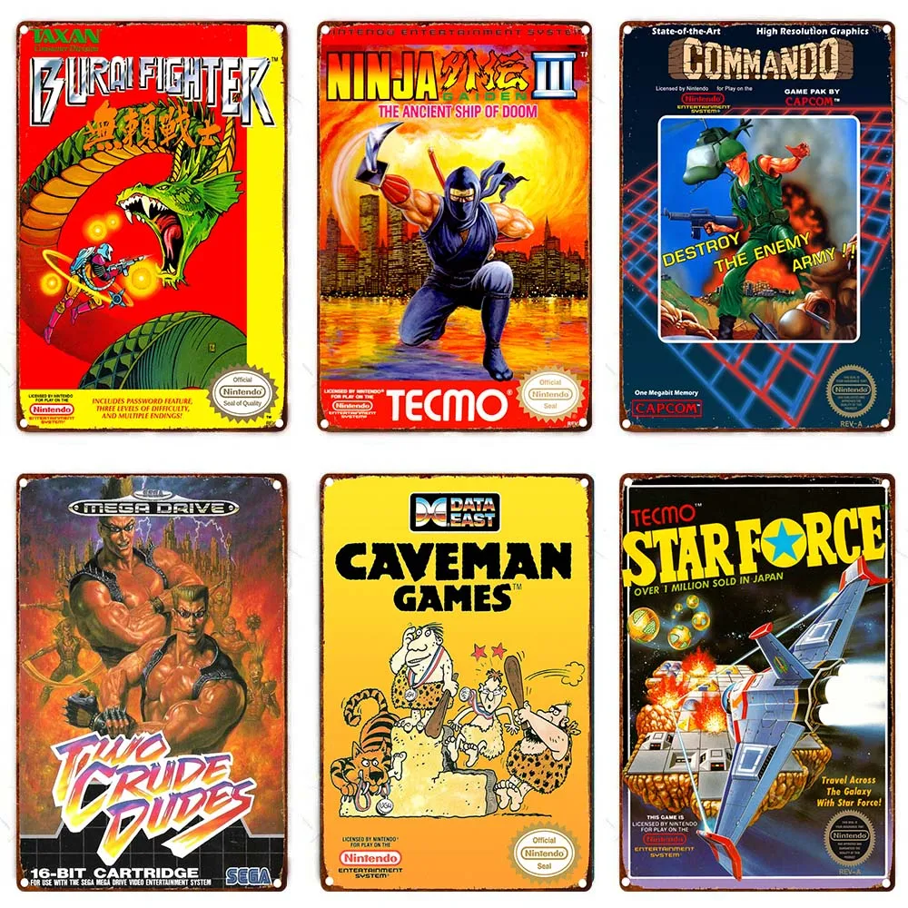 Классический игровой постер в стиле ретро 80-х годов, металлическая пластина, жестяной знак, винтажная игровая комната, художественная наклейка, Декор, табличка, персонализированное украшение для мужской пещеры