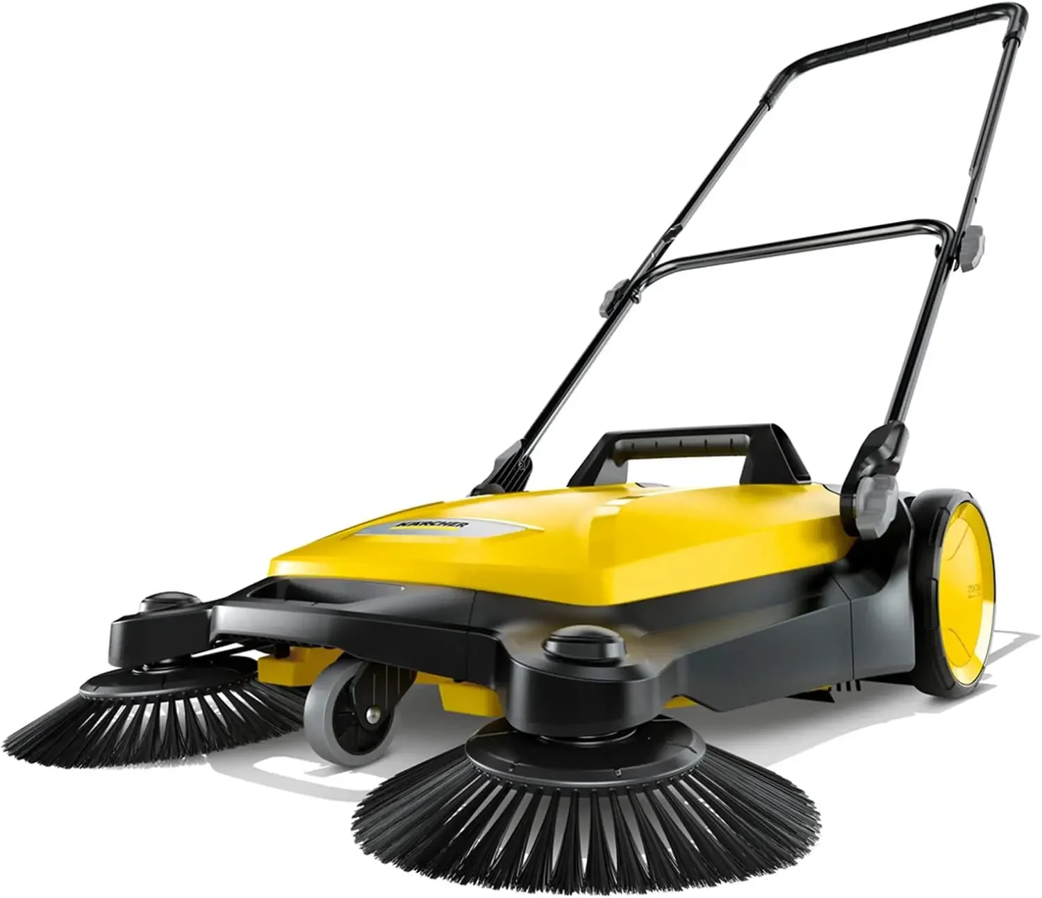 

4 Twin Walk-Behind Outdoor Hand Push Sweeper - 5.25 Gallon Capacity - 26.8" Sweeping Width - Sweeps up to 26,000 ft²/Hour,Yellow