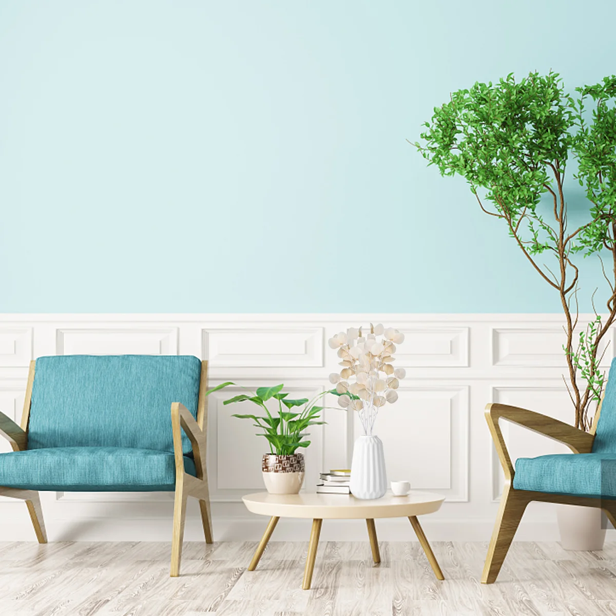 

2Pcs Imitation Plant Lifelike Eucalyptus Leaves Branch Exquisite Fabric Artificial Flower Arrangement Photo Props Home Office