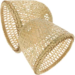 2 Pcs Bamboo Lamp Shade Replacement Woven Rustic Pendant Light Cover Ceiling Light Accessory Hanging Lampshade Chandelier
