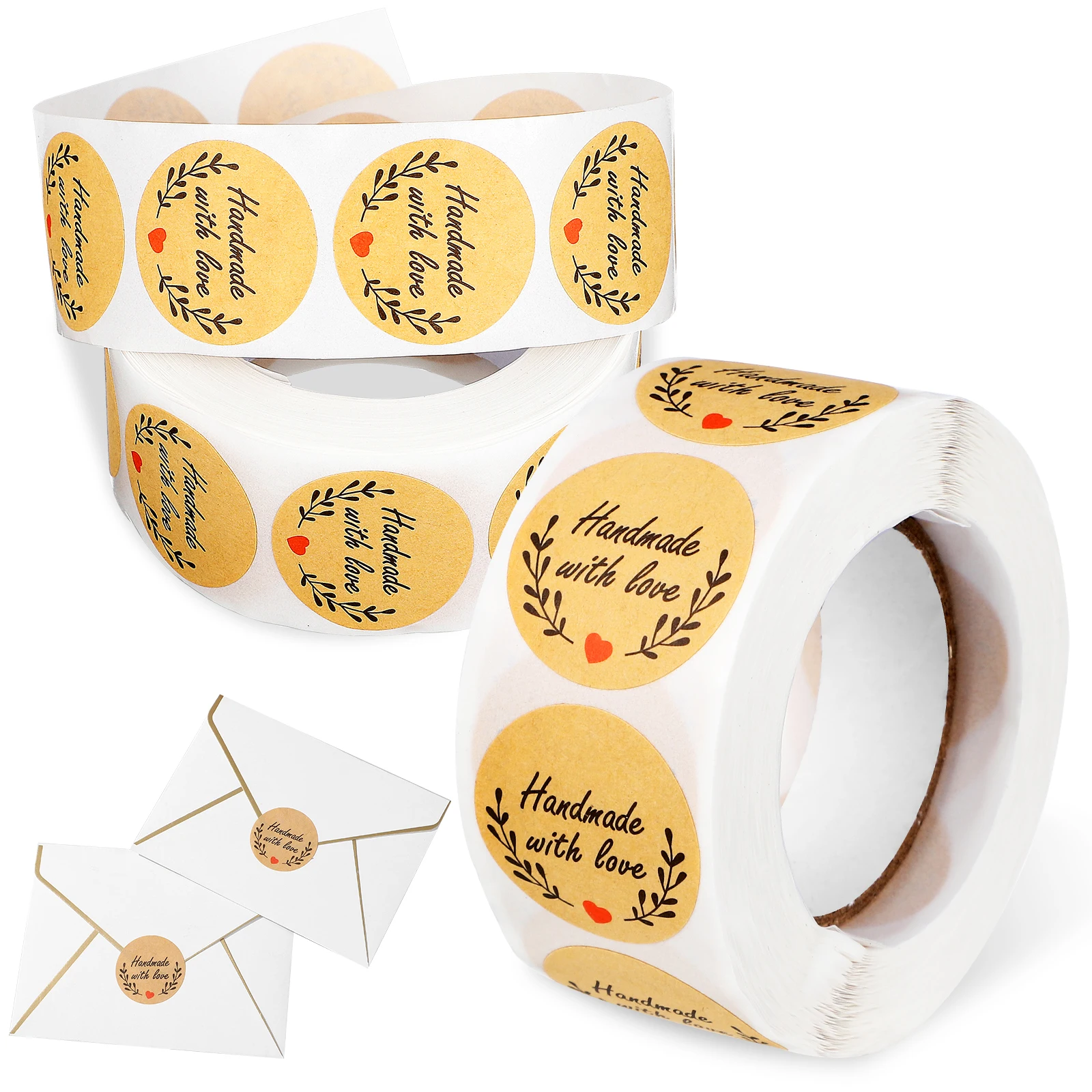 

Love Stickers Kraft Paper Sealing Labels for Gifts Containers Envelopes Self Adhesive Packaging Handmade Baking Decorative Round