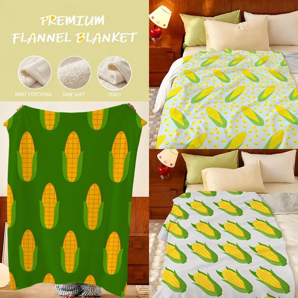 Thanksgiving Corn Throw Plush Flannel Throw Blanket, Sofa Bed Travel Picnic Home Textile Decor