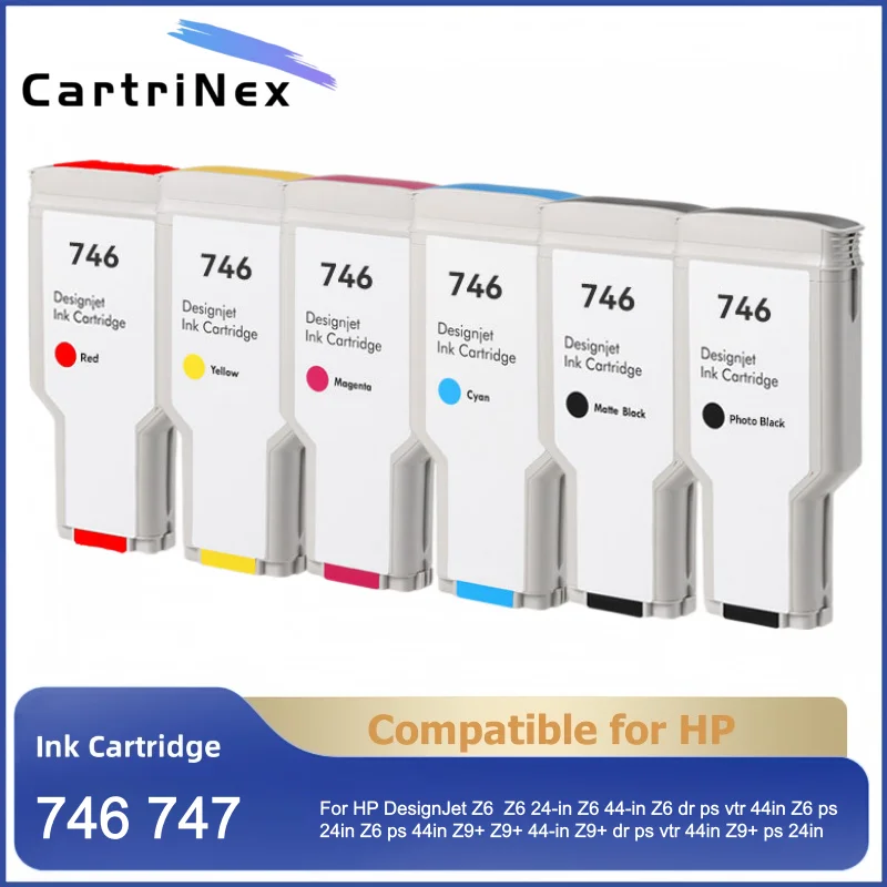 300ML Compatible For HP 746 747 Ink Cartridge DesignJet Z6 & Z9+ Printer P2V78A P2V79A P2V80A P2V81A P2V82A P2V83A P2V84A