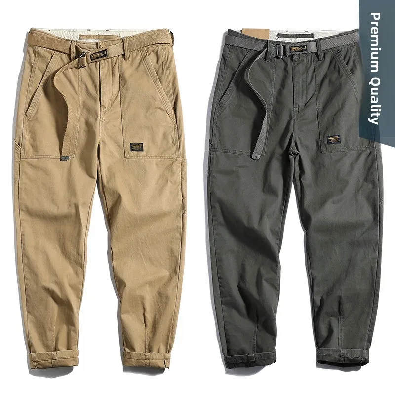 

Pure Cotton Workwear Casual Pants Men's Japanese Retro Straight Leg Cone i Color Trend Original Ameika Sle Youthful Energy