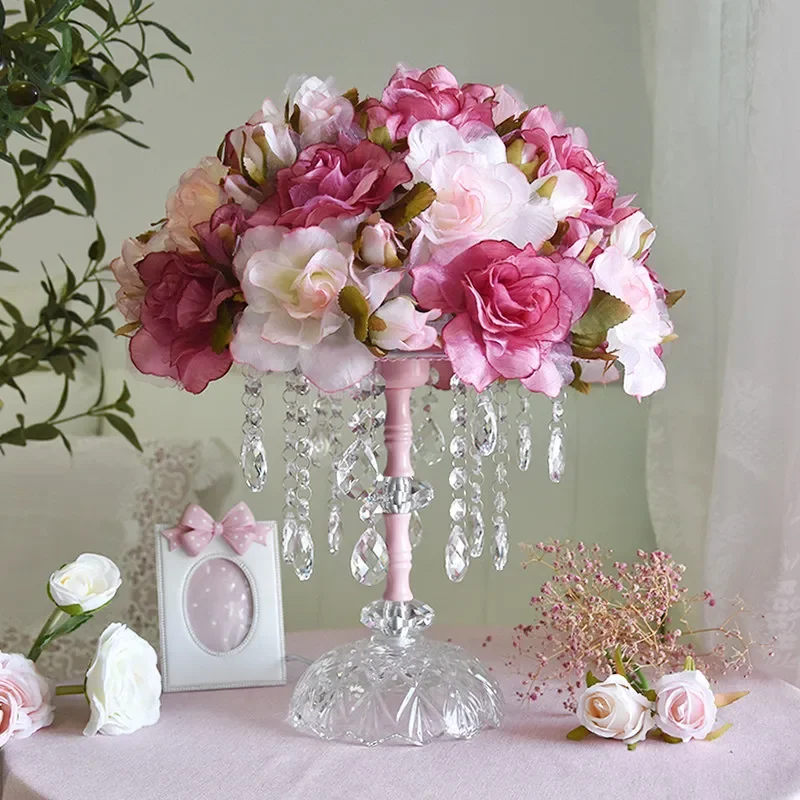 Lámpara de escritorio de estilo francés, con motivos pastorales, ideal para niñas, con diseño de corazón, para dormitorio, mesita de noche, para crear un ambiente romántico, con detalles de cristal y rosas, perfecta para una habitación de novia.