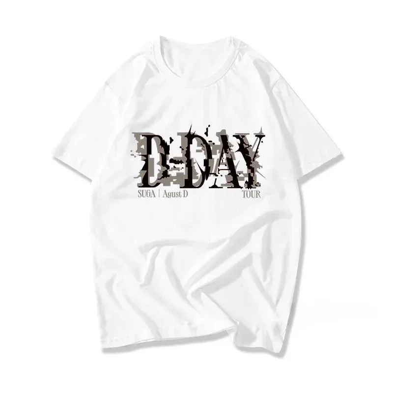 Kpop Suga Agust D D-DAY T-shirt Summer Women's Cotton Clothing Fashion Top T-shirt Casual Solid Y2K Street Clothing