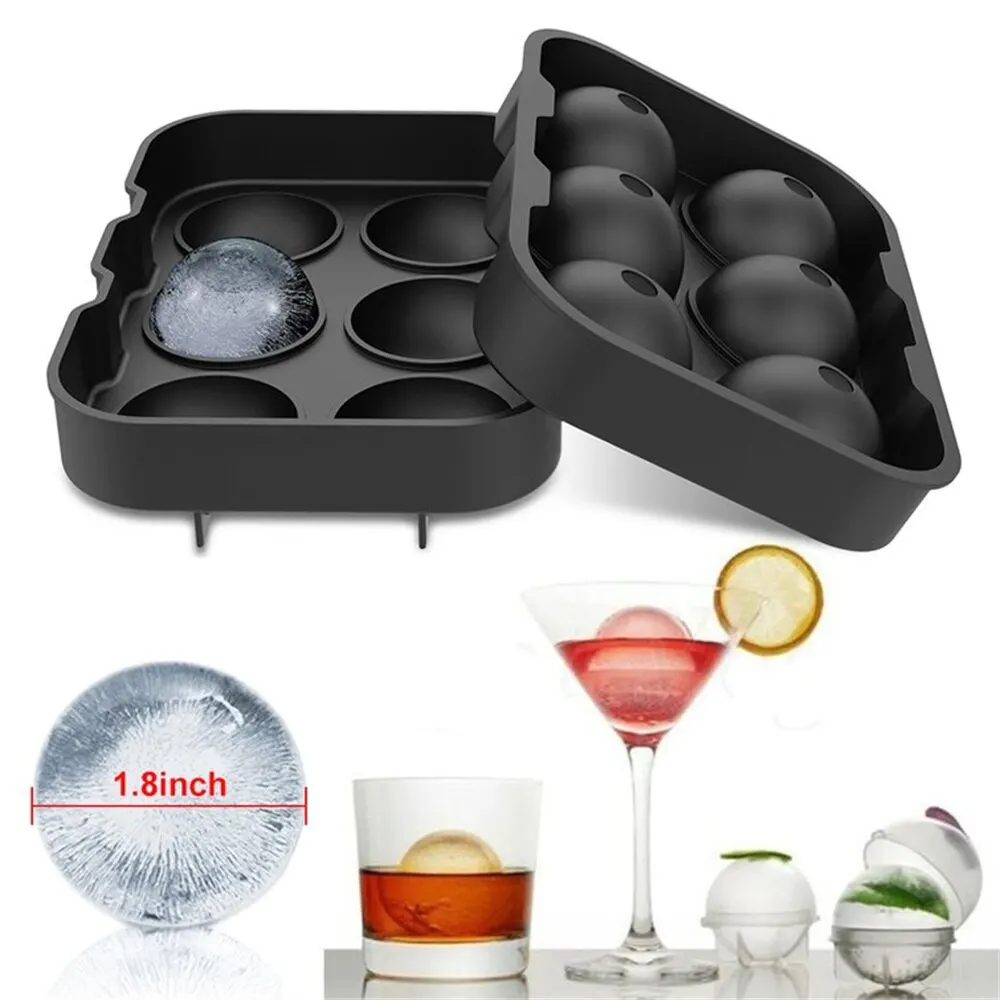 Ice Cube Trays Silicone Sphere Ball Maker with Lid for Whiskey and Cocktails Bourbon Reusable and BPA Free