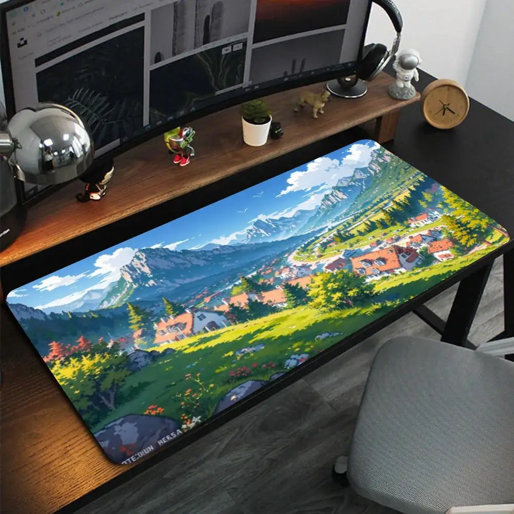 Коврик для мыши Green Forest Sunset, игровой коврик для мыши из натурального каучука, очень большой утолщенный коврик для стола, игровой коврик