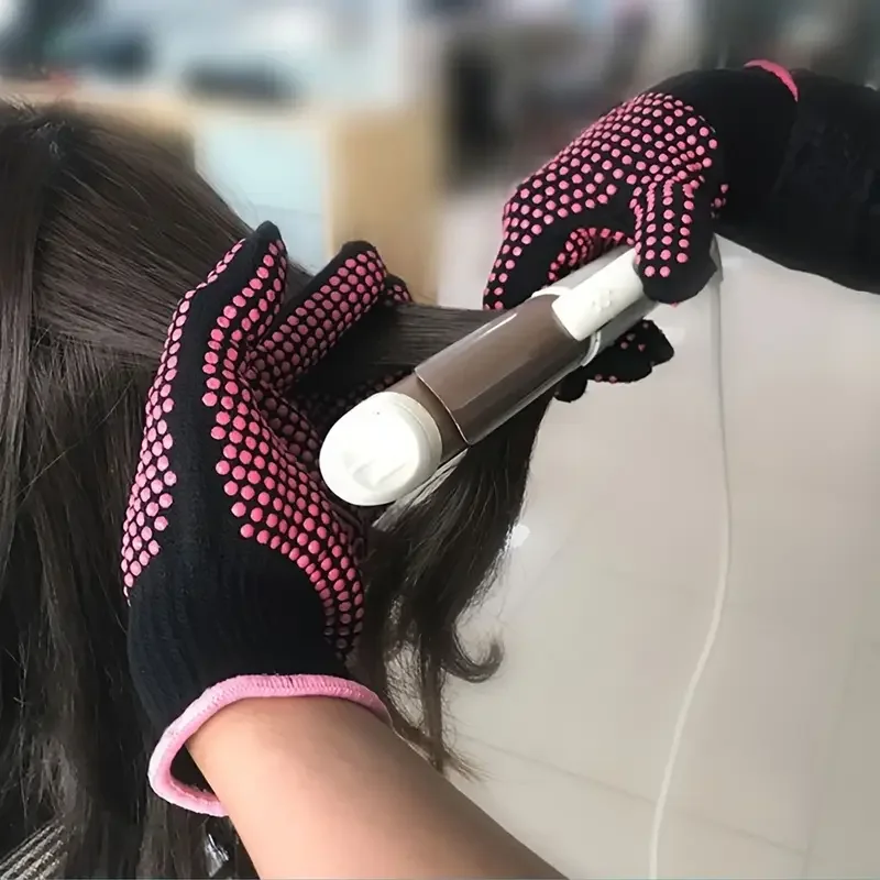 1Pcs Hair Salon Styling Gloves Double-sided Hair Straightener Perm Curling Hairdressing Heat Resistant Finger Glove