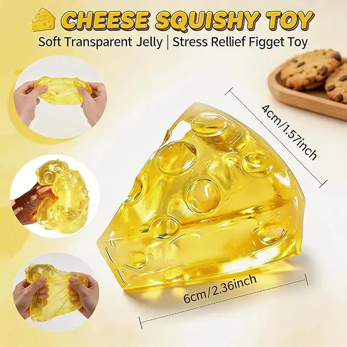 Cheese Sugar Squishy Stress Ball Slow Rising Fidget Toy Stress Relief Fidget Toy for Anxiety Relief Squeeze Adults Teens