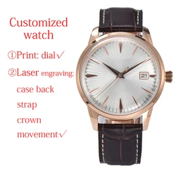 Customized NH35 Cocktail Automatic Watch Waterproof Wristbatch Double Dome Tandorio Dive Clock Date Leather Band Mens Watch