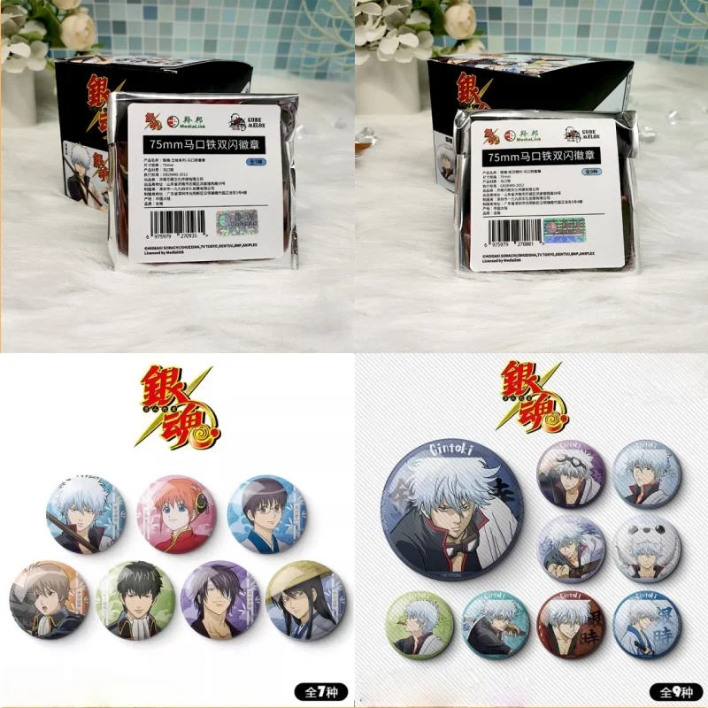 

Подлинный Gintama Gintoki Sakata двойной мигающий значок аниме товары булавка игрушка в подарок для коллекции фанатов