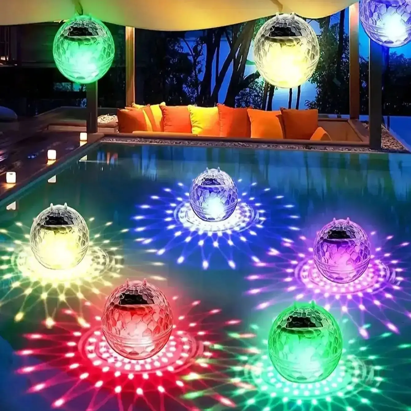 Lampu kolam surya mengambang tahan air RGB berubah warna