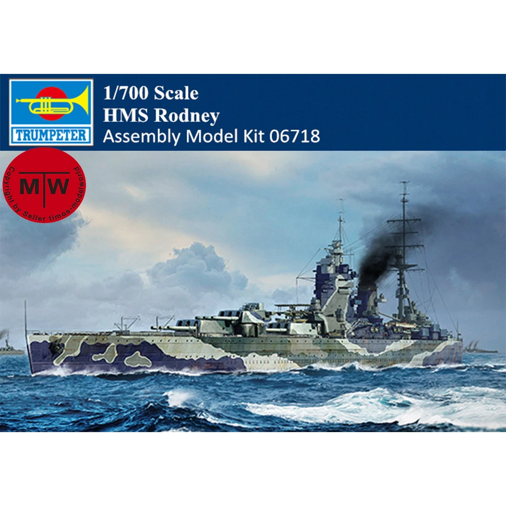 

Sale Trumpeter 06718 1/700 Scale HMS Rodney Battleship Military Plastic Assembly Model Kits