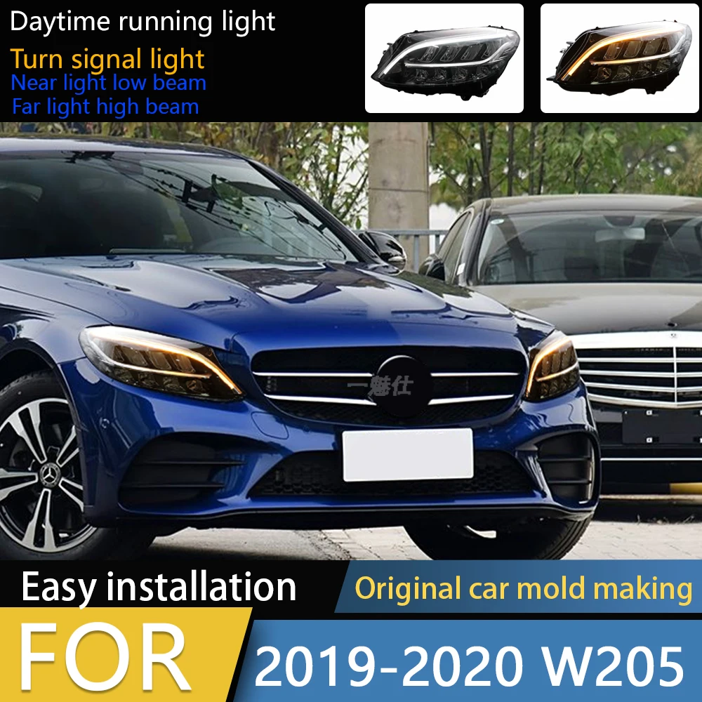 

Car Styling Headlights for Benz W205 LED Headlight 2015-2019 C63 Head Lamp DRL Signal Projector Lens Automotive Accesso