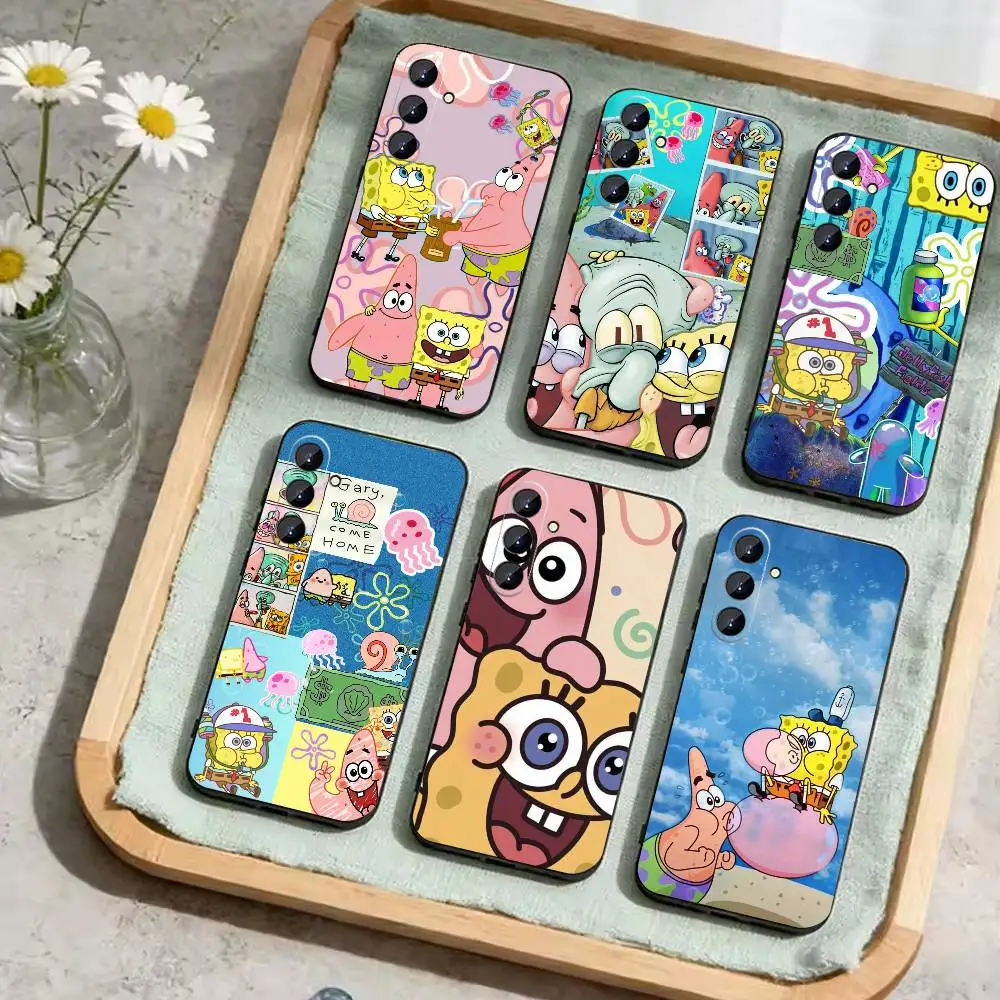 

Cartoon-SpongeBob F-SquarePants Phone Case For Samsung Galaxy A73,A72,A71,A70,A52,A51 Others Soft Black Cover