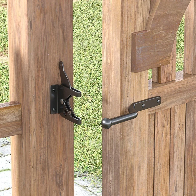 Zamek do bramy automatycznej, zatrzask do ogrodzenia, klamra do drzwi, zatrzaski z linką, zamykana brama sprężynowa, automatyczny zamek do ogrodu.