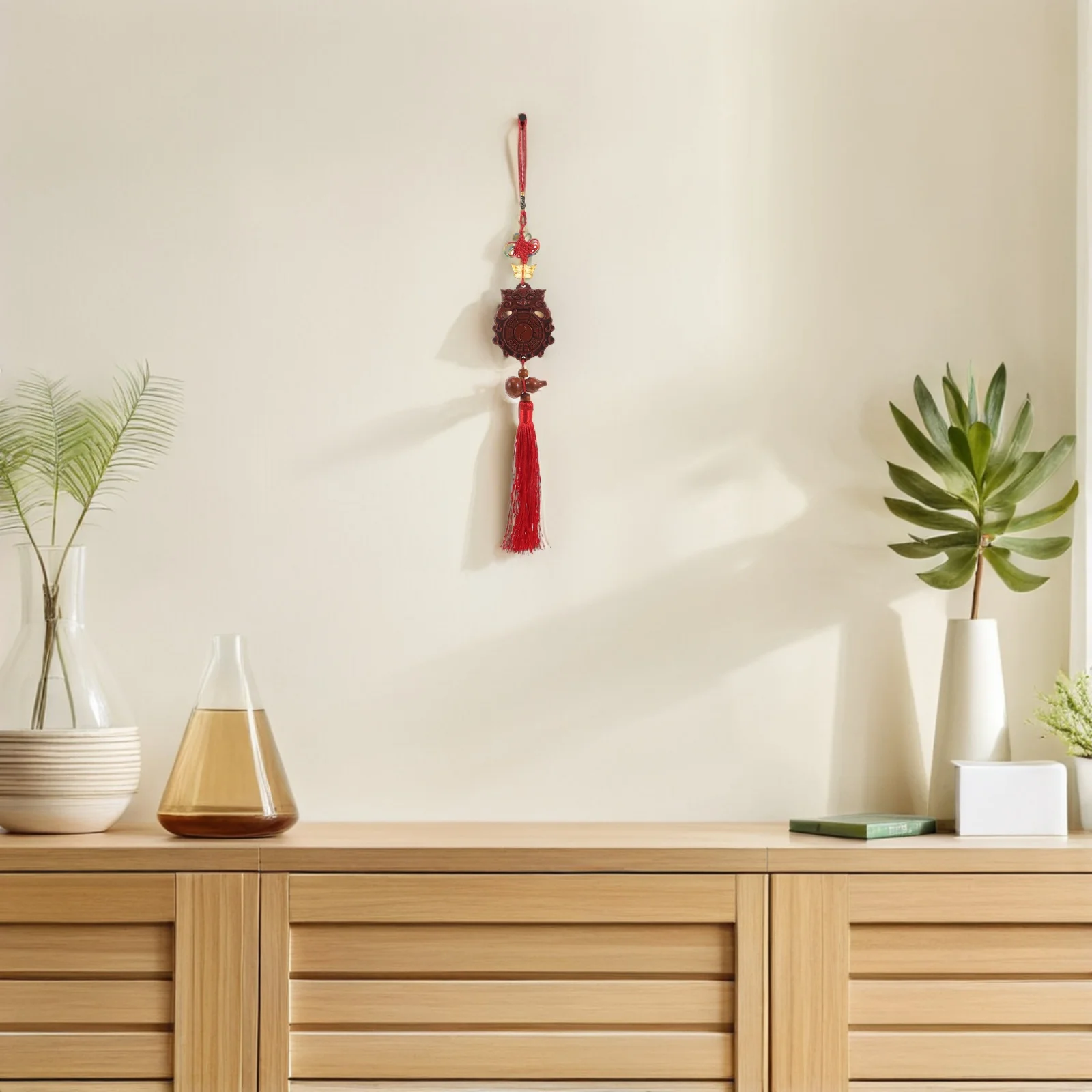 

Peach Wood Gossip Mirror Hanging Decoration Feng Shui Animal Pendant Chinese Bagua Ornament Wall Style Ornaments