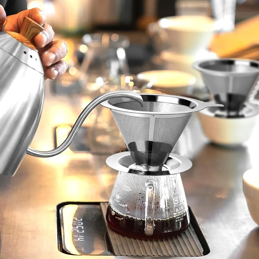 ترقية صب على فلتر القهوة قطارة القهوة Paperl M صانع فلتر القهوة الفولاذ المقاوم للصدأ واحد إلى اثنين كوب حفظ القهوة الطبيعية #6