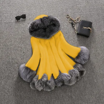 

2026 New Fashion Warm Leather Coat Women's Rabbit Skin Fox Skin Coat Hooded Leather Coat