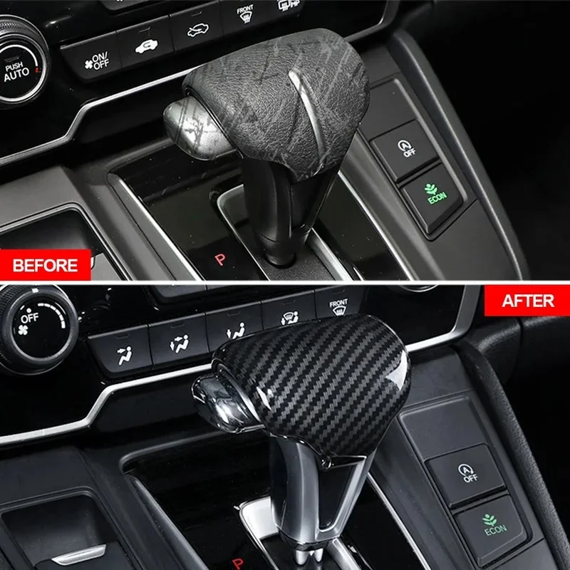 Car Gear Shift Knob Head Decorative Cover for Honda CRV 2017 2018 2019 2020 2021 Car Accessories Interior Part Carbon Fiber Trim