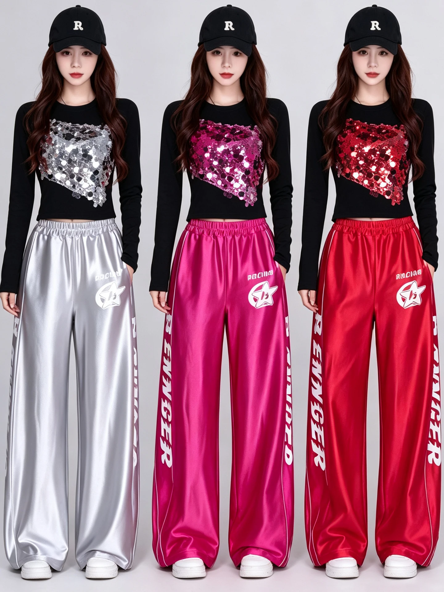Women's Dance Performance Costume Jazz Street Dance Outfit Sporty Song Promotion Set Sparkling Fabric Age 18-25 Chinese Origin