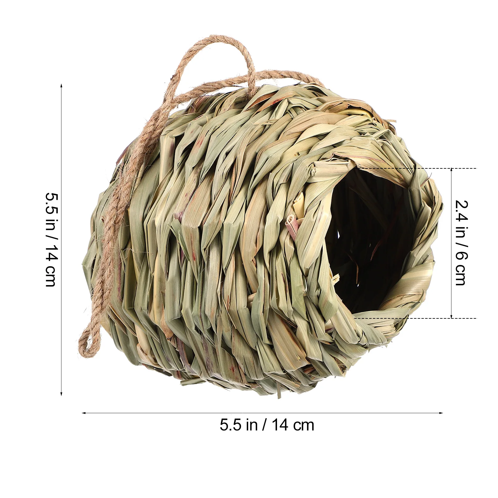 

4 pcs Hanging House Hummingbird Woven House Parakeet Parrot Nest Grass Weaving Design Smooth Surface Round Opening Compact Size