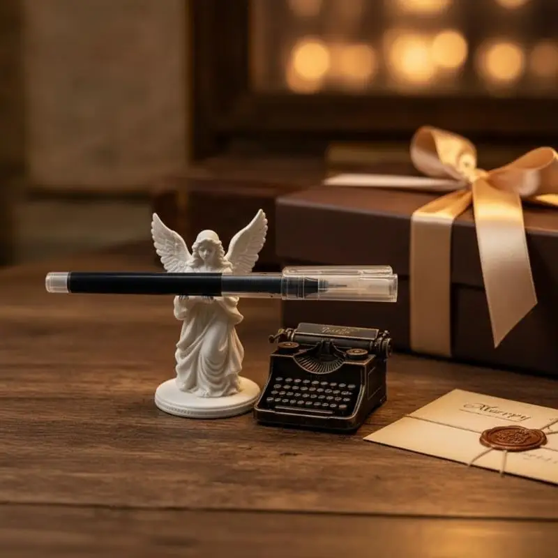 3D Printed Mini Winged Angel Statue Multi Functional Pen Holder Desktop Ornament Office Tabletop Gift