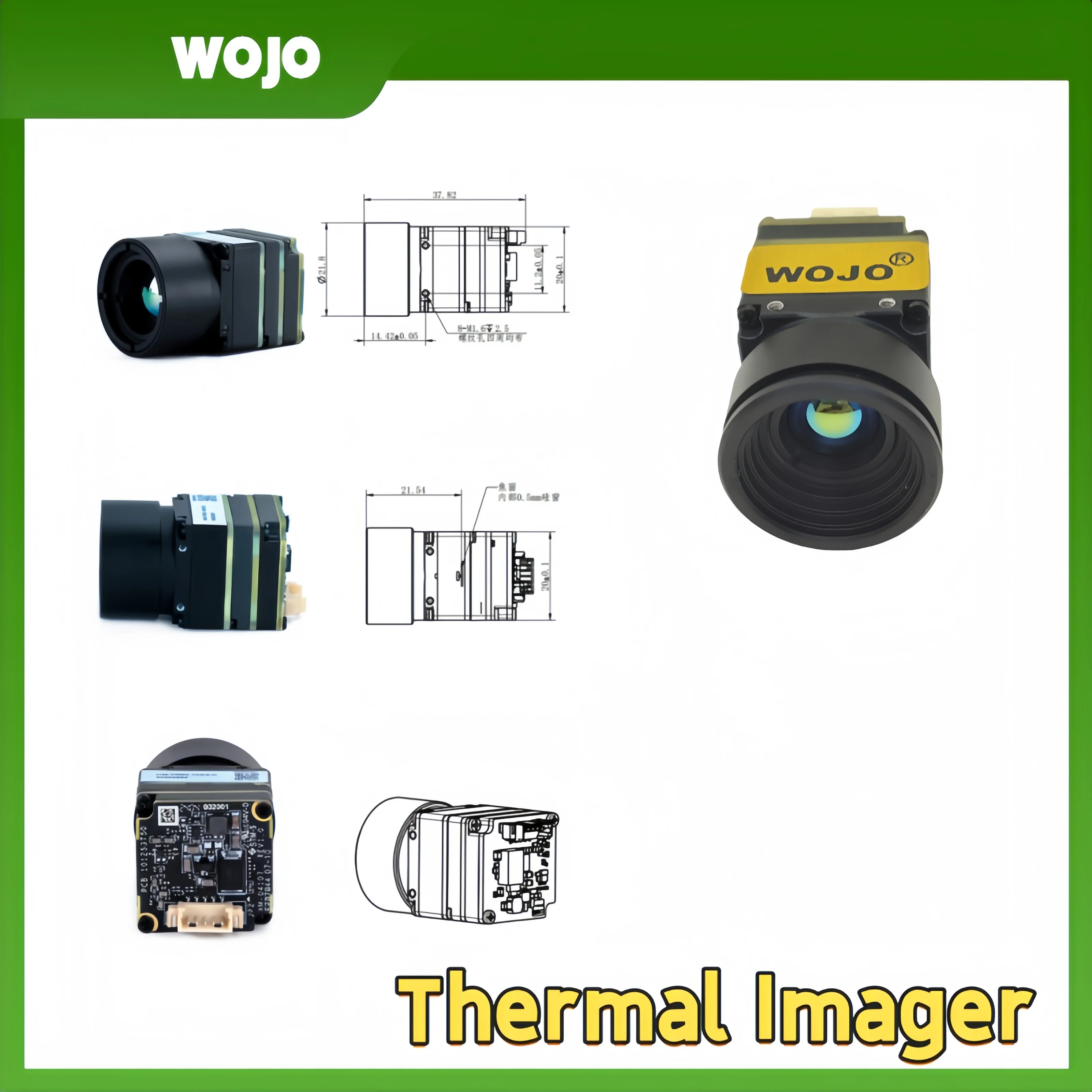 WOJO 256*192 IR-Modul CVBS Mikro-Größe 9mm Wärmebildkamera mit Automatischer Verschlusskorrektur für Sicherheit und Überwachung