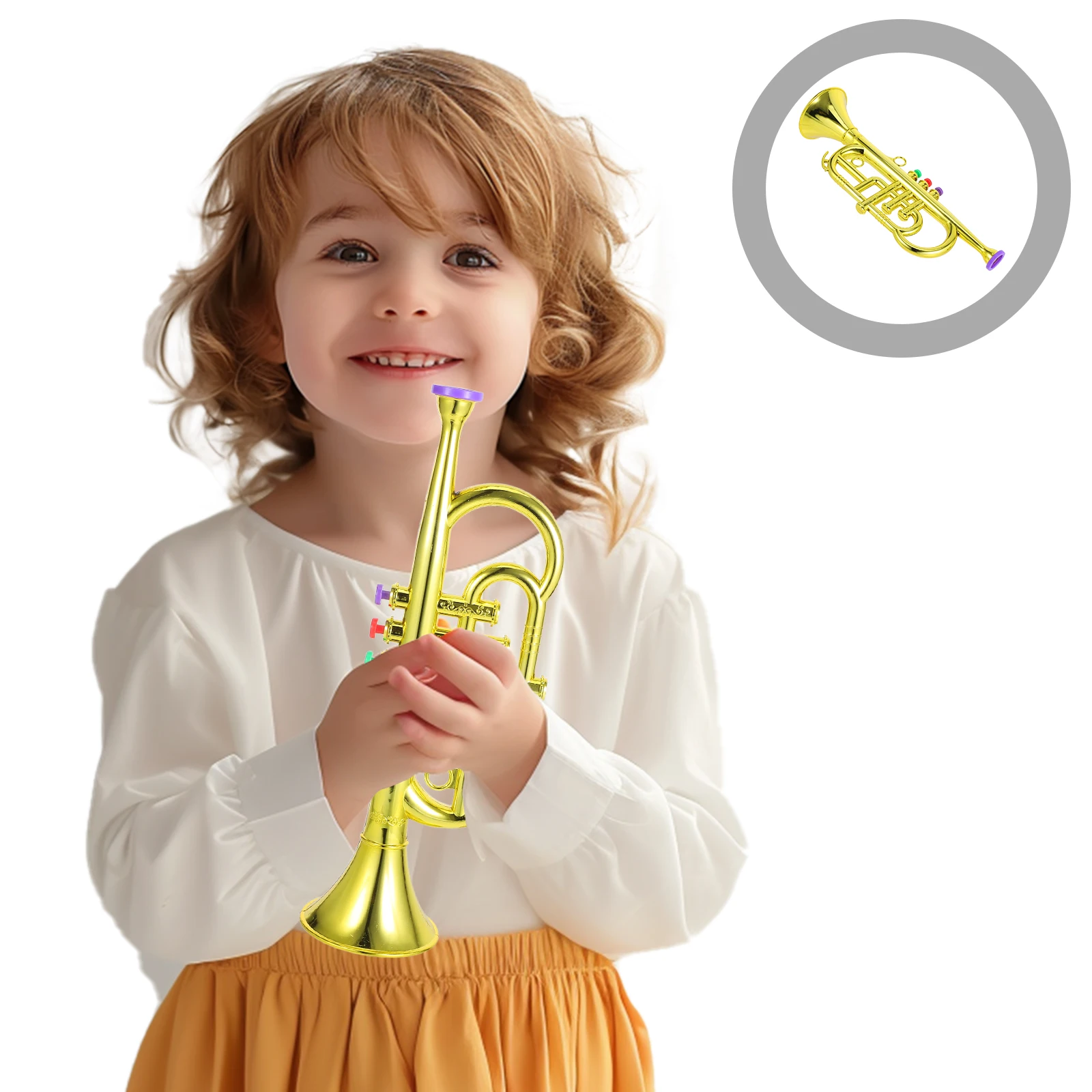 

Children's Musical Toys Kids Play Trumpet Little for Toddlers Plastic Three-section Golden Instrument Instruments