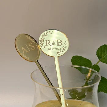 30/50/100pcs Custom Cocktail stirrers Personalised Drink Stirrers Wedding Decorations…