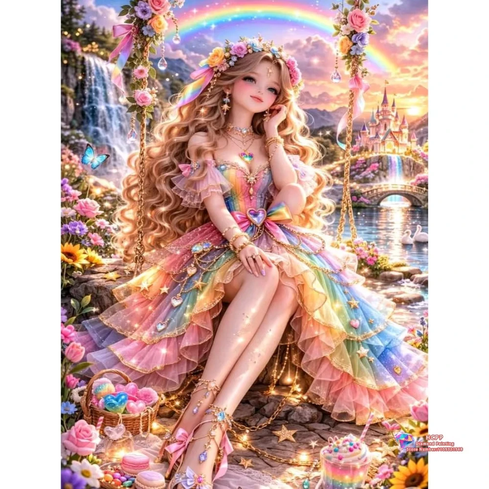 Feenhafter Regenbogen-Schmetterling 5D Handgemachtes DIY Diamant-Malset - Quadratische und Runde Diamanten Handgefertigte Heimdekoration und Geschenke