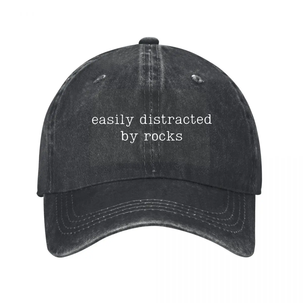 Easily Distracted By Rocks Funny Rock Lover Graphic New Vintage Washed Cotton Baseball Cap Sun Hats