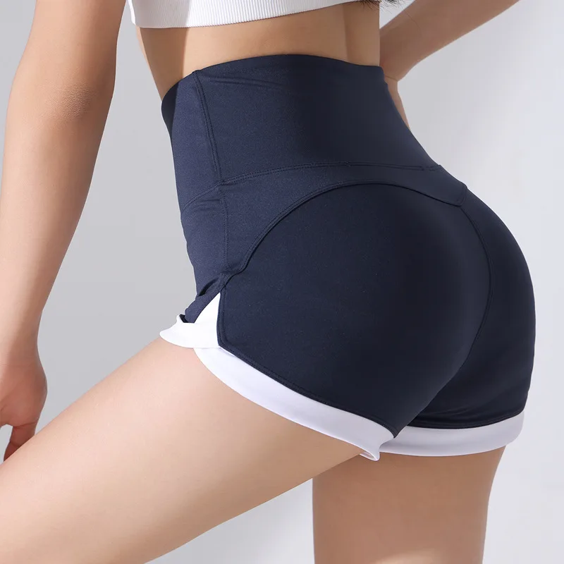 

Американские модные спортивные шорты с широкими боковыми складками, женские шорты для йоги с высокой талией, шорты с тремя точками