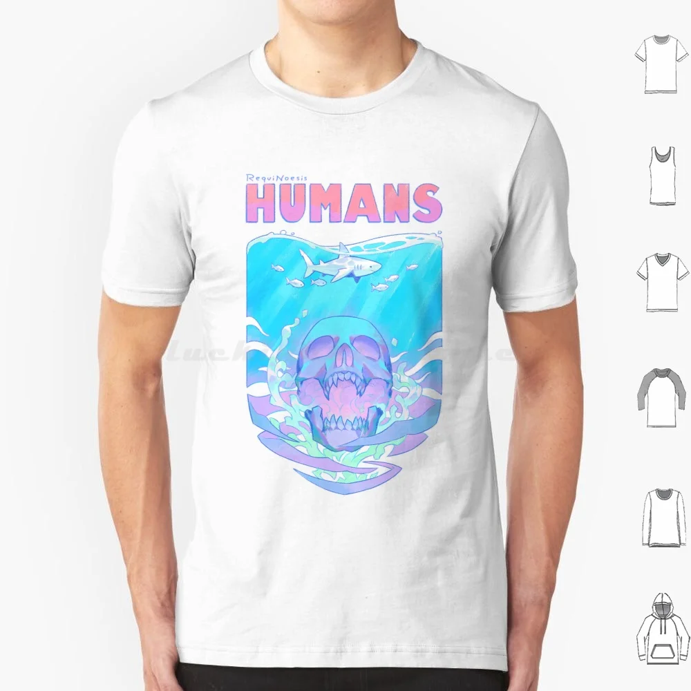 Humans T Shirt Cotton Men Women DIY Print Shark Sharks Jaws Movie Ocean Blue