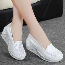 Women's shoes Summer hollow Korean version slope with single leather casual women's shoes thick-soled sponge cake mother shoes