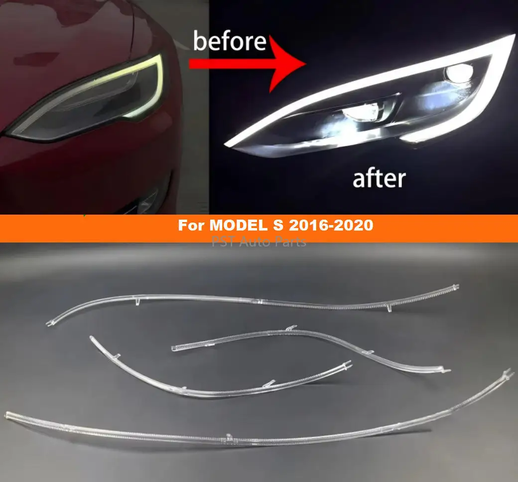Guide Plate Acrylic Daytime Running  light Tube Bar for TESLA Model S 2017-2019 DRL Light Strips Angel Eyes Maintenance